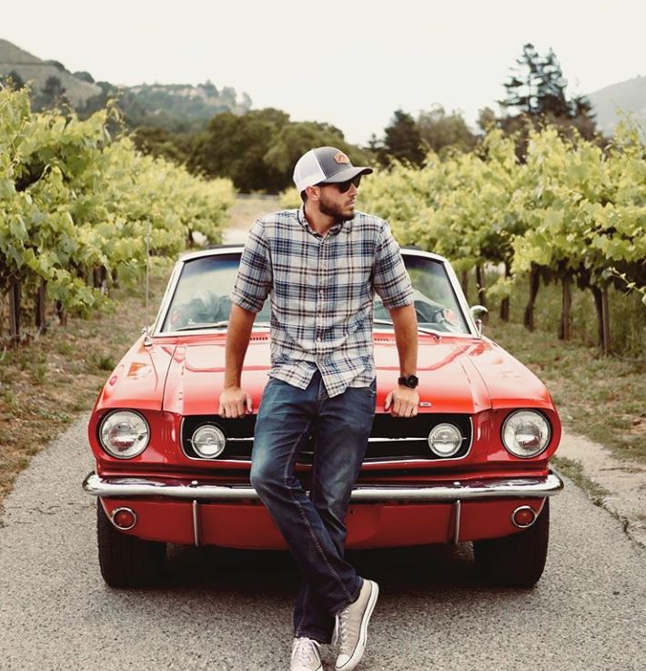 red ford gt in a vineyard