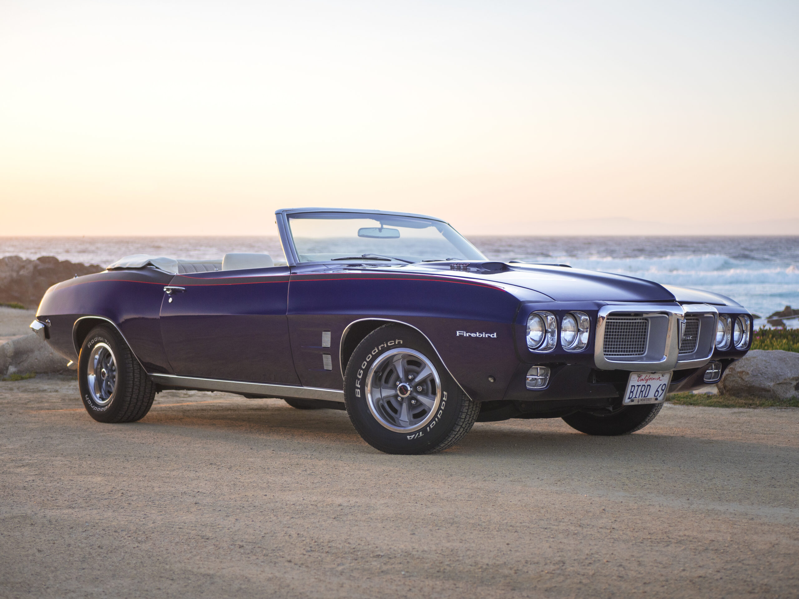 69 firebird exterior at sunset