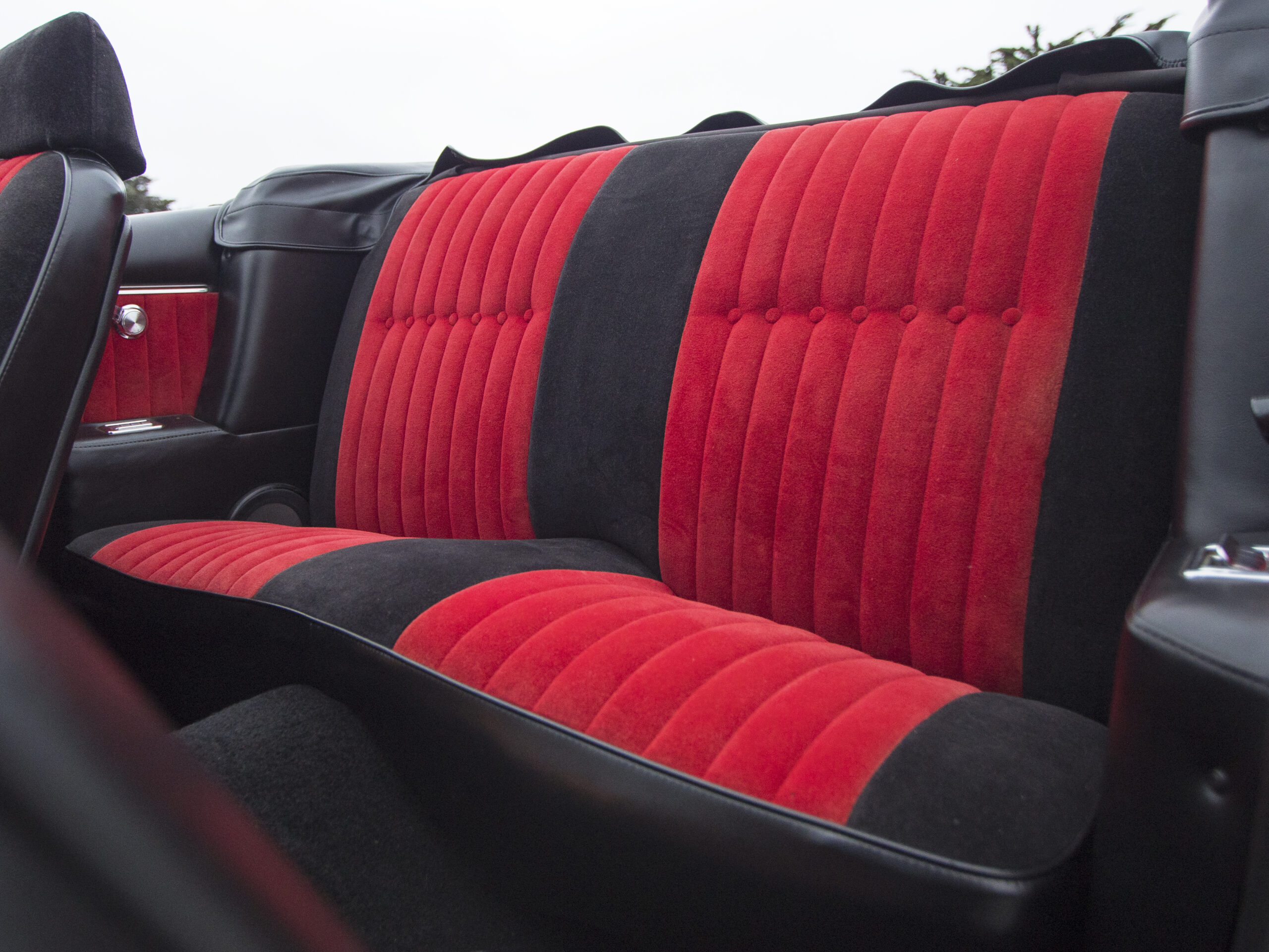 interior of red firebird backseats