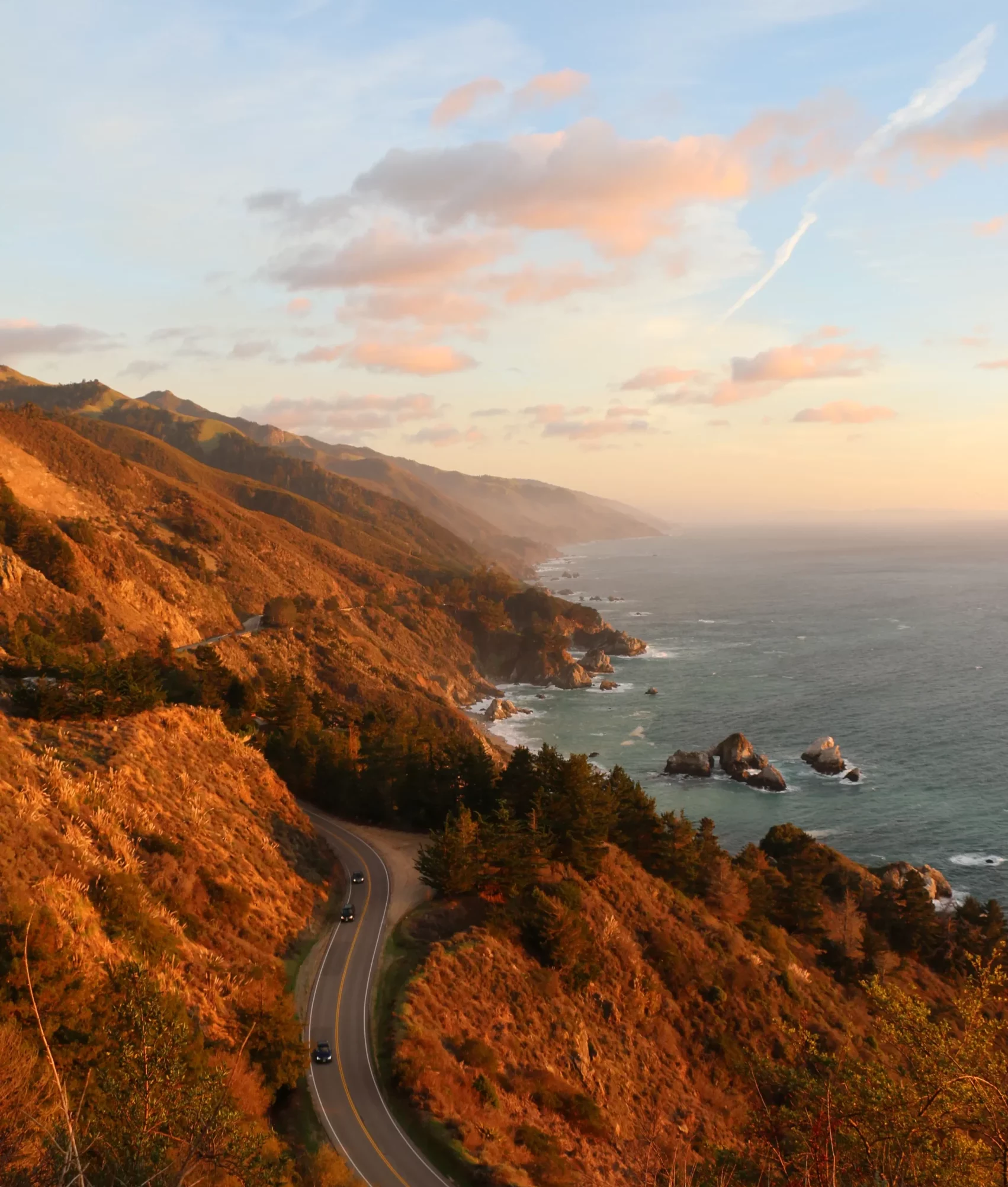 cars driving on big sur scenic drive