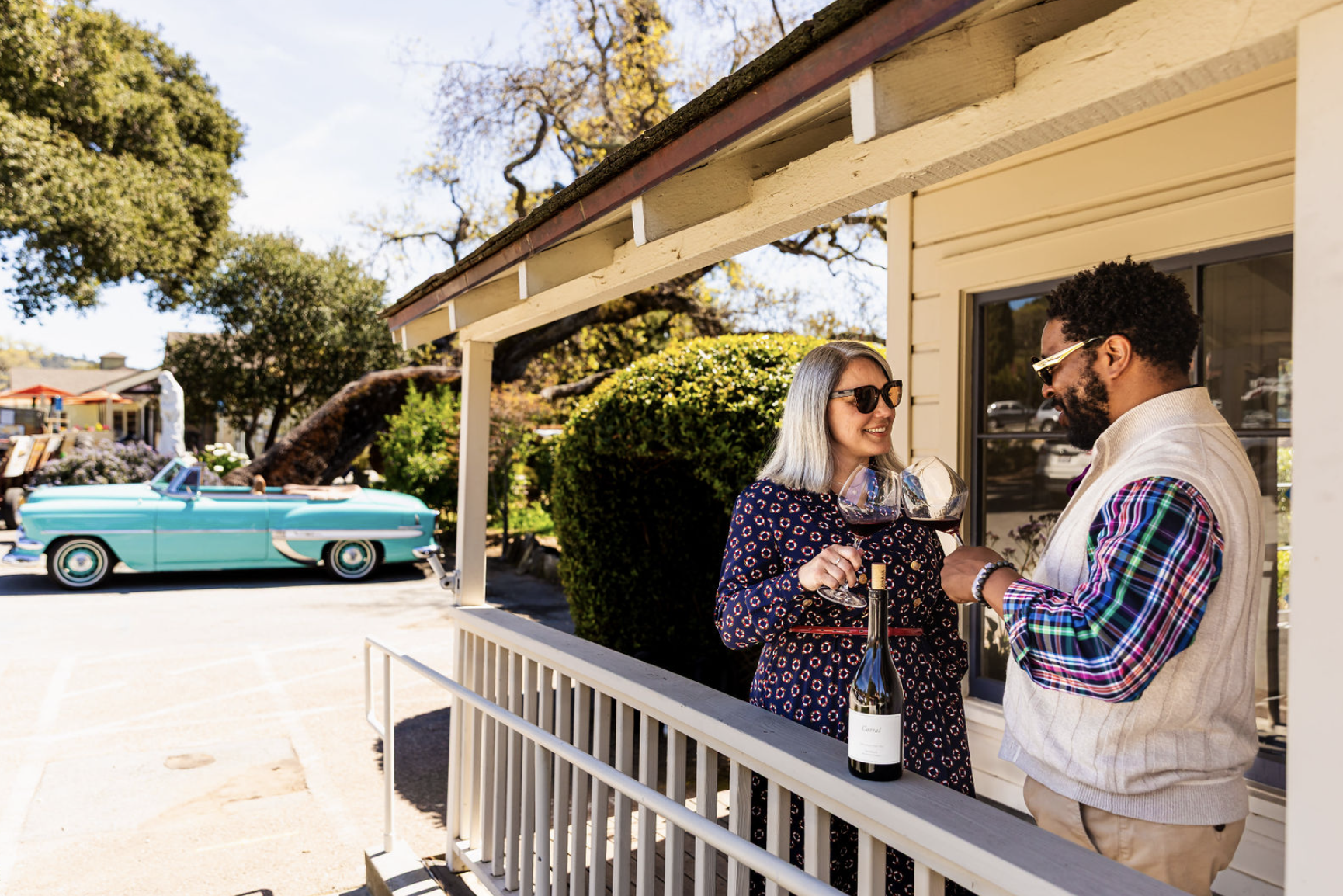 couple on a wine tasting tour in Monterey, CA